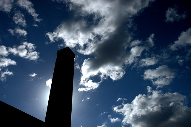 Tate Modern strikes a pose against the autumn sky.