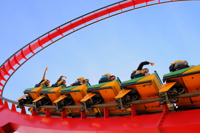 Spain theme parks Port Aventura Dragon Khan roller coaster Christian Bertrand shutterstock_164605751