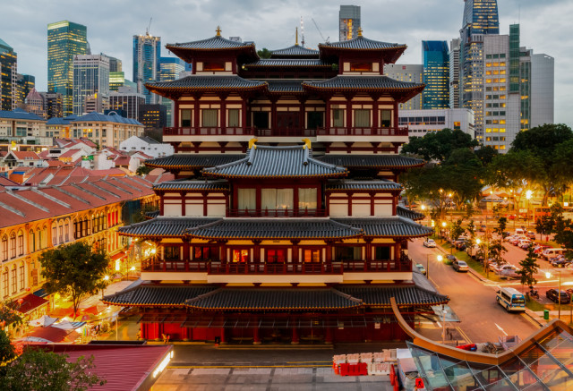 senior boomer travel Singapore Chinatown Buddha Tooth Temple shutterstock_120015076