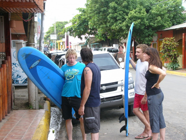 Nicaragua San Juan del Sur surfers on street 6 8-10