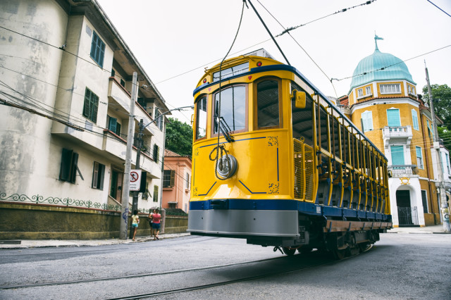 Brazil Rio de Janeiro Santa Teresa bonde streetcar lazyllama shutterstock_431102755