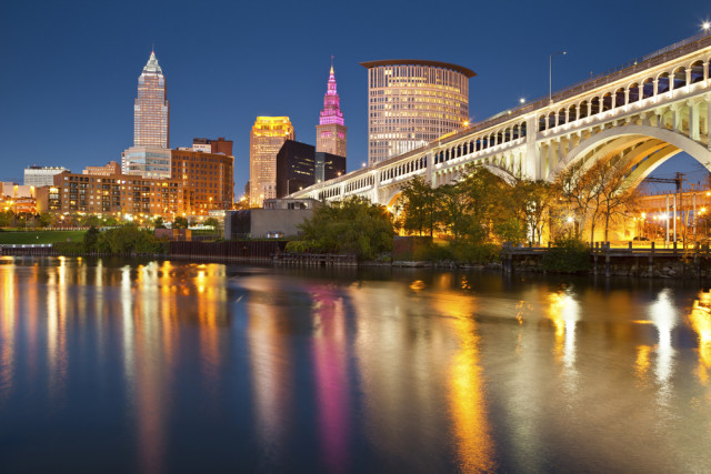 USA Ohio Cleveland downtown blue hour twighlight Rudy Balasko shutterstock_115485760