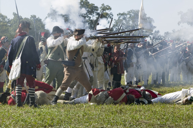 USA Revolutionary sites Yorktown re-enactment firing Joseph Sohm shutterstock_176557394