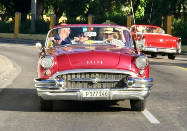 L2F Jan 17 pic Cuba Havana classic cars JAB red Buick convertible underway