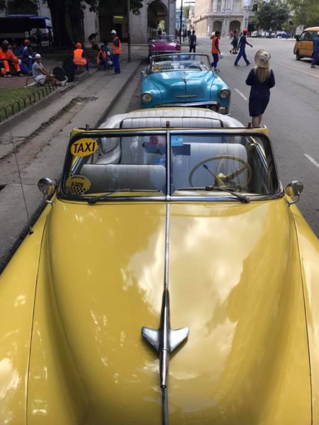 L2F Jan 17 pic Cuba Havana classic cars yellow-blue taxis near Parque Central