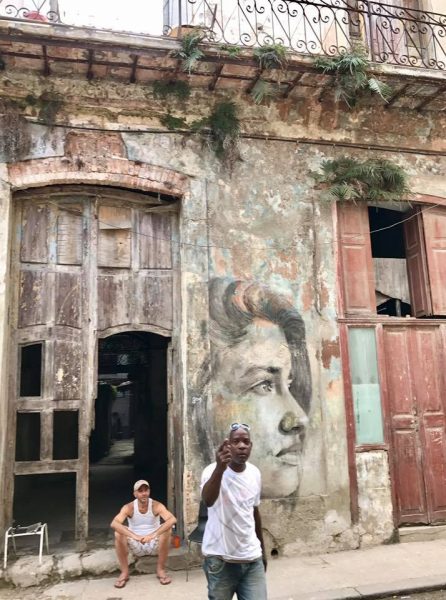 L2F Mar 17 pic Cuba Havana street art woman on facade