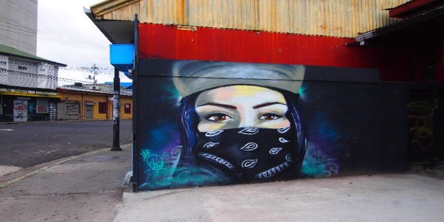 L2F Dec 17 pic Costa Rica San José street art masked anarchist woman