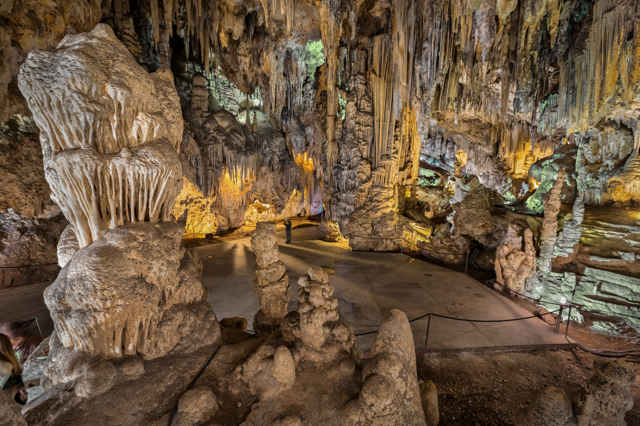 Geological formations in famous Nerja Cave, Andalusia, Spain