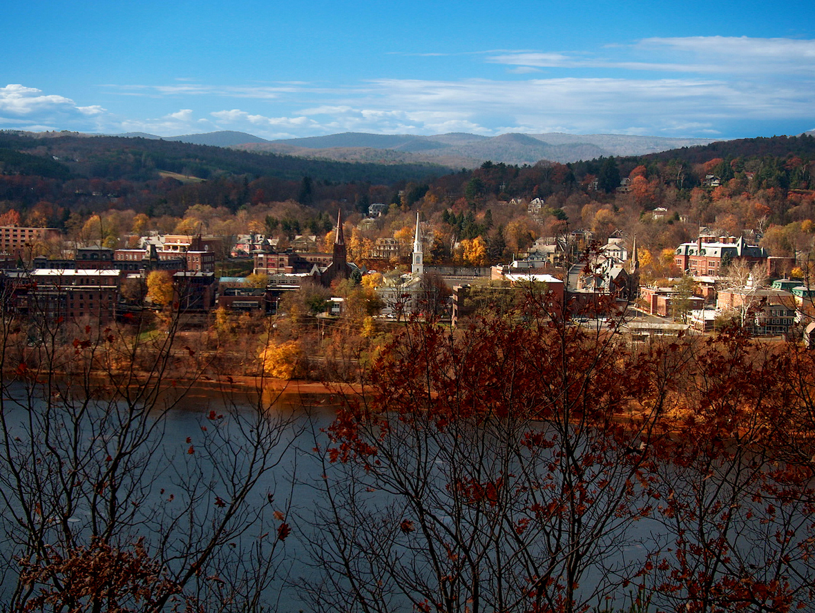 A view of Brattleboro, Vermont and the Connecticut River