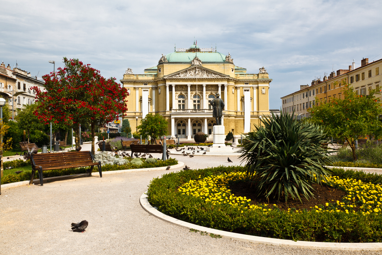 "Kasalisni Park and Theater Building in Rijeka, Croatia"