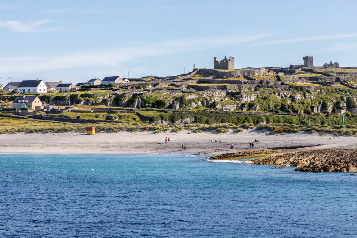 Beach and village in Inisheer island, Aran Islands, Galway, Ireland