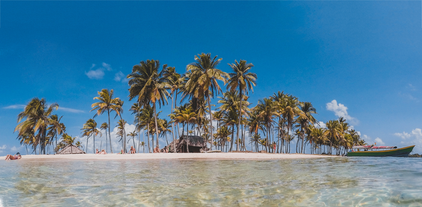 small tropical island with palm trees - summer vacation paradise