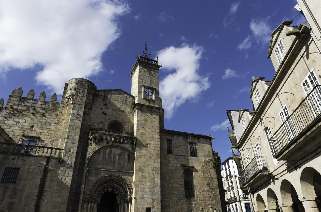 Side view of the romanesque cathedral of Ourense in Galicia, Spain.