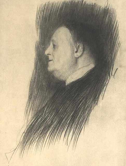 gustav klimt - drawing, profile of man