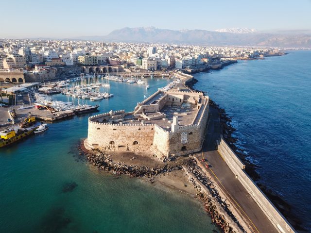 Aerial view of Heraklion, capital of Crete island 